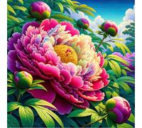 Umfarvt 5D Peony Buds Diamond Painting Kits for Adults Kids,DIY Square Full Drill diamond art painting kits,Canvas Embroidery Diamond Art Craft for Home Wall Decor 30x30cm
