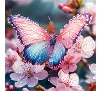 Umfarvt 5D Pink Butterfly Diamond Painting Kits for Adults Kids,DIY Square Full Drill diamond art painting kits,Canvas Embroidery Diamond Art Craft for Home Wall Decor 20x20cm