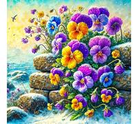 Umfarvt 5D Purple Flower Snow Diamond Painting Kits for Adults Kids,DIY Round Full Drill diamond art painting kits,Canvas Embroidery Diamond Art Craft for Home Wall Decor 30x30cm