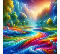 Umfarvt 5D Rainbow River Diamond Painting Kits for Adults Kids,DIY Square Full Drill diamond art painting kits,Canvas Embroidery Diamond Art Craft for Home Wall Decor 90x90cm