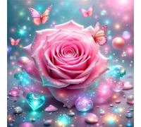 Umfarvt 5D Rose Butterfly Diamond Painting Kits for Adults Kids,DIY Square Full Drill diamond art painting kits,Canvas Embroidery Diamond Art Craft for Home Wall Decor 60x60cm