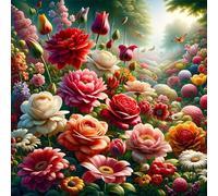 Umfarvt 5D Rose Daisy Diamond Painting Kits for Adults Kids,DIY Round Full Drill diamond art painting kits,Canvas Embroidery Diamond Art Craft for Home Wall Decor 50x50cm