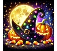 Umfarvt 5D Star Hat Pumpkin Diamond Painting Kits for Adults Kids,DIY Square Full Drill diamond art painting kits,Canvas Embroidery Diamond Art Craft for Home Wall Decor 80x80cm