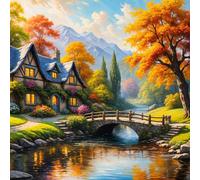 Umfarvt 5D Stone Bridge River Diamond Painting Kits for Adults Kids,DIY Square Full Drill diamond art painting kits,Canvas Embroidery Diamond Art Craft for Home Wall Decor 70x70cm