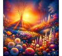 Umfarvt 5D Sunshine Garden Diamond Painting Kits for Adults Kids,DIY Square Full Drill diamond art painting kits,Canvas Embroidery Diamond Art Craft for Home Wall Decor 30x30cm