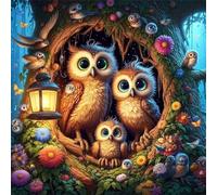 Umfarvt 5D Treehole Owl Diamond Painting Kits for Adults Kids,DIY Round Full Drill diamond art painting kits,Canvas Embroidery Diamond Art Craft for Home Wall Decor 40x40cm