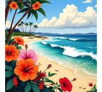 Umfarvt 5D Tropical Seaview Diamond Painting Kits for Adults Kids,DIY Square Full Drill diamond art painting kits,Canvas Embroidery Diamond Art Craft for Home Wall Decor 50x50cm