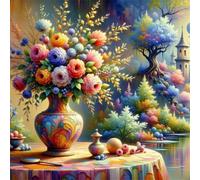 Umfarvt 5D Vase Plants Diamond Painting Kits for Adults Kids,DIY Square Full Drill diamond art painting kits,Canvas Embroidery Diamond Art Craft for Home Wall Decor 60x60cm