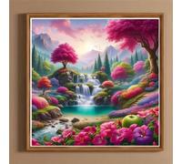Umfarvt 5D Waterfall Tree Diamond Painting Kits for Adults Kids,DIY Round Full Drill diamond art painting kits,Canvas Embroidery Diamond Art Craft for Home Wall Decor 40x40cm