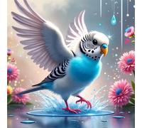Umfarvt 5D Waterhole Blue Birds Diamond Painting Kits for Adults Kids,DIY Round Full Drill diamond art painting kits,Canvas Embroidery Diamond Art Craft for Home Wall Decor 40x40cm