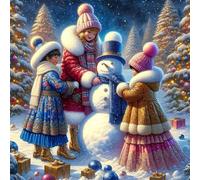 Umfarvt 5D Winter Snowman Diamond Painting Kits for Adults Kids,DIY Round Full Drill diamond art painting kits,Canvas Embroidery Diamond Art Craft for Home Wall Decor 60x60cm