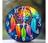 Umfarvt 6Pouces Horloge Murale Attrape-Rêves Coloré, Horloge Murale Cuisine Silencieuse à Quartz sans Tic-tac, Batterie Operated, Pendule Murales Décorative pour Chambre Salon Café Bar