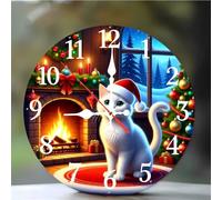 Umfarvt 6Pouces Horloge Murale Chat de la cheminée, Horloge Murale Cuisine Silencieuse à Quartz sans Tic-tac, Batterie Operated, Pendule Murales Décorative pour Chambre Salon Café Bar