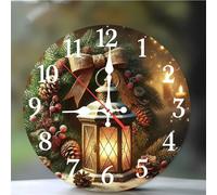 Umfarvt 6Pouces Horloge Murale Lanterne de Noël, Horloge Murale Cuisine Silencieuse à Quartz sans Tic-tac, Batterie Operated, Pendule Murales Décorative pour Chambre Salon Café Bar