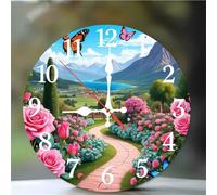 Umfarvt 6Pouces Horloge Murale Roseraie, Horloge Murale Cuisine Silencieuse à Quartz sans Tic-tac, Batterie Operated, Pendule Murales Décorative pour Chambre Salon Café Bar