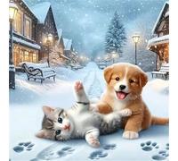 Umfarvt Animaux des rues d'hiver Diamond Painting Kit Pour Adulte Débutants,5D DIY Square Broderie Diamant Painting kit Complet,Strass Point de Croix diamond Art painting pour Maison Décor 80x80cm