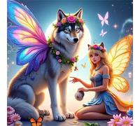 Umfarvt Animaux féeriques Diamond Painting Kit Pour Adulte Débutants,5D DIY Round Broderie Diamant Painting kit Complet,Strass Point de Croix diamond Art painting pour Maison Décor 60x60cm