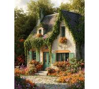 Umfarvt Charming Cottage Plant Diamond Painting Kits for Adults Beginners 100x130cm 5D Round Gem Crafts,diamond art painting Kit DIY Crystal Cross Stitch Gifts Home Wall Decoration