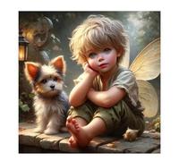 Umfarvt Chien garçon cool Diamond Painting Kit Pour Adulte Débutants,5D DIY Round Broderie Diamant Painting kit Complet,Strass Point de Croix diamond Art painting pour Maison Décor 60x60cm