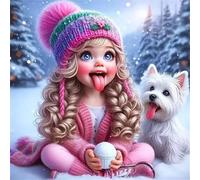 Umfarvt Fille terrains enneigés Diamond Painting Kit Pour Adulte Débutants,5D DIY Square Broderie Diamant Painting kit Complet,Strass Point de Croix diamond Art painting pour Maison Décor 90x90cm