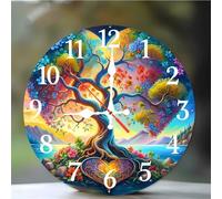 Umfarvt Horloge Murale Arbre Abstrait 40cm, Moderne Silencieuse Pendule Murale, Arabes Chiffres Pendules Murales Facile à Lire, Horloge Murale Ronde pour Décoration de Cuisine Salon Chambre Bureau