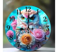 Umfarvt Horloge Murale Chouette Rose 15cm, Moderne Silencieuse Pendule Murale, Arabes Chiffres Pendules Murales Facile à Lire, Horloge Murale Ronde pour Décoration de Cuisine Salon Chambre Bureau