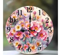 Umfarvt Horloge Murale Fleur Rustique 30cm, Moderne Silencieuse Pendule Murale, Arabes Chiffres Pendules Murales Facile à Lire, Horloge Murale Ronde pour Décoration de Cuisine Salon Chambre Bureau