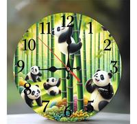 Umfarvt Horloge Murale Panda de Bambou 15cm, Moderne Silencieuse Pendule Murale, Arabes Chiffres Pendules Murales Facile à Lire, Horloge Murale Ronde pour Décoration de Cuisine Salon Chambre Bureau