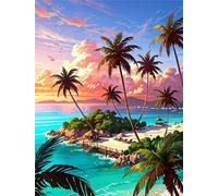 Umfarvt Island Coastal Scenery Diamond Painting Kits for Adults Beginners 90x110cm 5D Square Gem Crafts,diamond art painting Kit DIY Crystal Cross Stitch Gifts Home Wall Decoration
