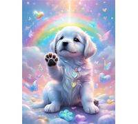 Umfarvt Rainbow Dog Diamond Painting Kits for Adults Beginners 100x130cm 5D Round Gem Crafts,diamond art painting Kit DIY Crystal Cross Stitch Gifts Home Wall Decoration