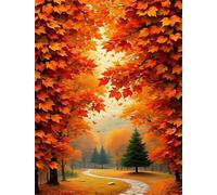 Umfarvt Red Maple Leaf Diamond Painting Kits for Adults Beginners 70x90cm 5D Round Gem Crafts,diamond art painting Kit DIY Crystal Cross Stitch Gifts Home Wall Decoration