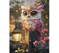 Umfarvt Rose Owl Diamond Painting Kits for Adults Beginners 60x80cm 5D Round Gem Crafts,diamond art painting Kit DIY Crystal Cross Stitch Gifts Home Wall Decoration