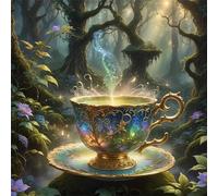 Umfarvt Tasse à thé jungle Diamond Painting Kit Pour Adulte Débutants,5D DIY Square Broderie Diamant Painting kit Complet,Strass Point de Croix diamond Art painting pour Maison Décor 30x30cm