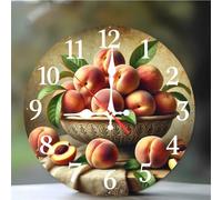 Umfarvt Wall Clock 10Inch, Arabic Numeral Round Wall Hanging Clock with Ultra-Quiet Movement Quartz, Battery Operated Silent Wall Clocks for Bedroom Office Living Room Classroom(Fruit Peach)