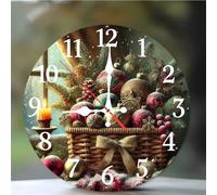 Umfarvt Wall Clock 10Inch, Arabic Numeral Round Wall Hanging Clock with Ultra-Quiet Movement Quartz, Battery Operated Silent Wall Clocks for Bedroom Office Living Room Classroom(Ball Basket)