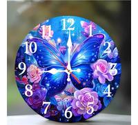 Umfarvt Wall Clock 12Inch, Arabic Numeral Round Wall Hanging Clock with Ultra-Quiet Movement Quartz, Battery Operated Silent Wall Clocks for Bedroom Office Living Room Classroom(Fantasy Butterfly)