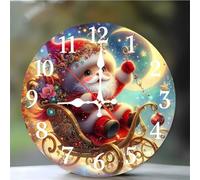 Umfarvt Wall Clock 12Inch, Arabic Numeral Round Wall Hanging Clock with Ultra-Quiet Movement Quartz, Battery Operated Silent Wall Clocks for Bedroom Office Living Room Classroom(Sled Man)