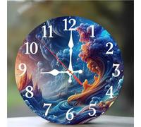 Umfarvt Wall Clock 14Inch, Arabic Numeral Round Wall Hanging Clock with Ultra-Quiet Movement Quartz, Battery Operated Silent Wall Clocks for Bedroom Office Living Room Classroom(Raging Clouds)