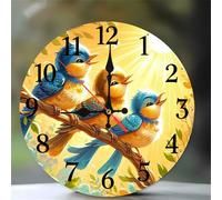 Umfarvt Wall Clock 14Inch, Arabic Numeral Round Wall Hanging Clock with Ultra-Quiet Movement Quartz, Battery Operated Silent Wall Clocks for Bedroom Office Living Room Classroom(Tree Birds)