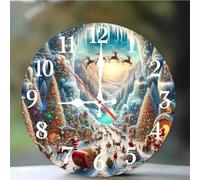 Umfarvt Wall Clock 14Inch, Arabic Numeral Round Wall Hanging Clock with Ultra-Quiet Movement Quartz, Battery Operated Silent Wall Clocks for Bedroom Office Living Room Classroom(Bustling Winter)