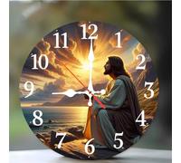 Umfarvt Wall Clock 14Inch, Arabic Numeral Round Wall Hanging Clock with Ultra-Quiet Movement Quartz, Battery Operated Silent Wall Clocks for Bedroom Office Living Room Classroom(Sunshine Believer)