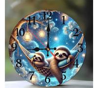 Umfarvt Wall Clock 14Inch, Arabic Numeral Round Wall Hanging Clock with Ultra-Quiet Movement Quartz, Battery Operated Silent Wall Clocks for Bedroom Office Living Room Classroom(Swinging Sloth)