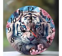 Umfarvt Wall Clock 14Inch, Arabic Numeral Round Wall Hanging Clock with Ultra-Quiet Movement Quartz, Battery Operated Silent Wall Clocks for Bedroom Office Living Room Classroom(Animal Flowers)