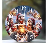 Umfarvt Wall Clock 14Inch, Arabic Numeral Round Wall Hanging Clock with Ultra-Quiet Movement Quartz, Battery Operated Silent Wall Clocks for Bedroom Office Living Room Classroom(Campfire Hedgehog)