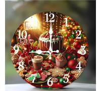 Umfarvt Wall Clock 16Inch, Arabic Numeral Round Wall Hanging Clock with Ultra-Quiet Movement Quartz, Battery Operated Silent Wall Clocks for Bedroom Office Living Room Classroom(Cake Cookies)