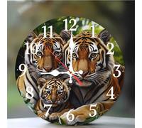 Umfarvt Wall Clock 16Inch, Arabic Numeral Round Wall Hanging Clock with Ultra-Quiet Movement Quartz, Battery Operated Silent Wall Clocks for Bedroom Office Living Room Classroom(Woods Animals)
