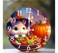 Umfarvt Wall Clock 6Inch, Arabic Numeral Round Wall Hanging Clock with Ultra-Quiet Movement Quartz, Battery Operated Silent Wall Clocks for Bedroom Office Living Room Classroom(Fruit Rabbit)