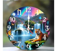 Umfarvt Wall Clock 6Inch, Arabic Numeral Round Wall Hanging Clock with Ultra-Quiet Movement Quartz, Battery Operated Silent Wall Clocks for Bedroom Office Living Room Classroom(Natural Scenery)