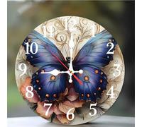 Umfarvt Wall Clock 6Inch, Arabic Numeral Round Wall Hanging Clock with Ultra-Quiet Movement Quartz, Battery Operated Silent Wall Clocks for Bedroom Office Living Room Classroom(Vintage Butterfly)