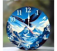 Umfarvt Wall Clock 6Inch, Arabic Numeral Round Wall Hanging Clock with Ultra-Quiet Movement Quartz, Battery Operated Silent Wall Clocks for Bedroom Office Living Room Classroom(Sky Eagle)